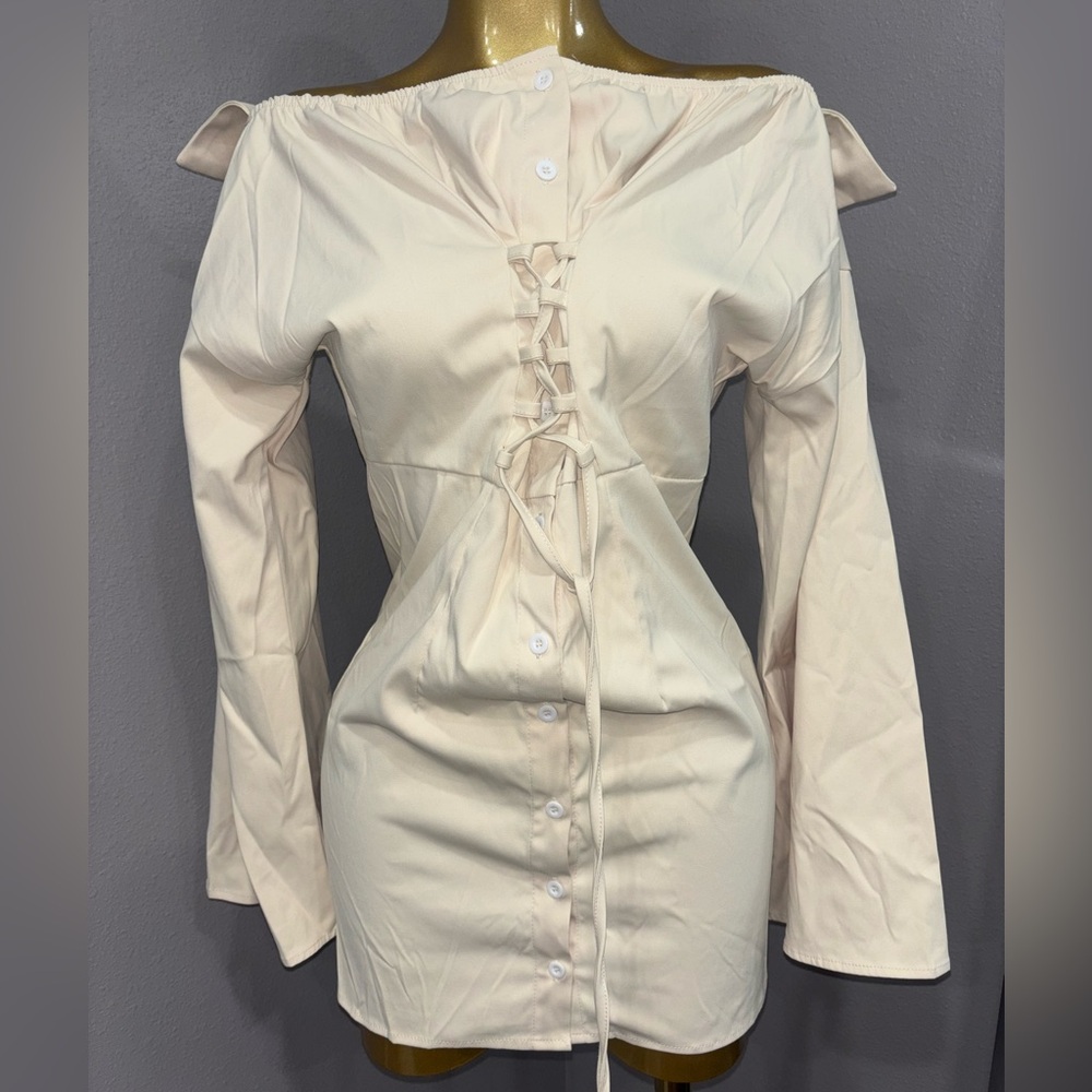 Elegant Cream Off-Shoulder Women's Top
